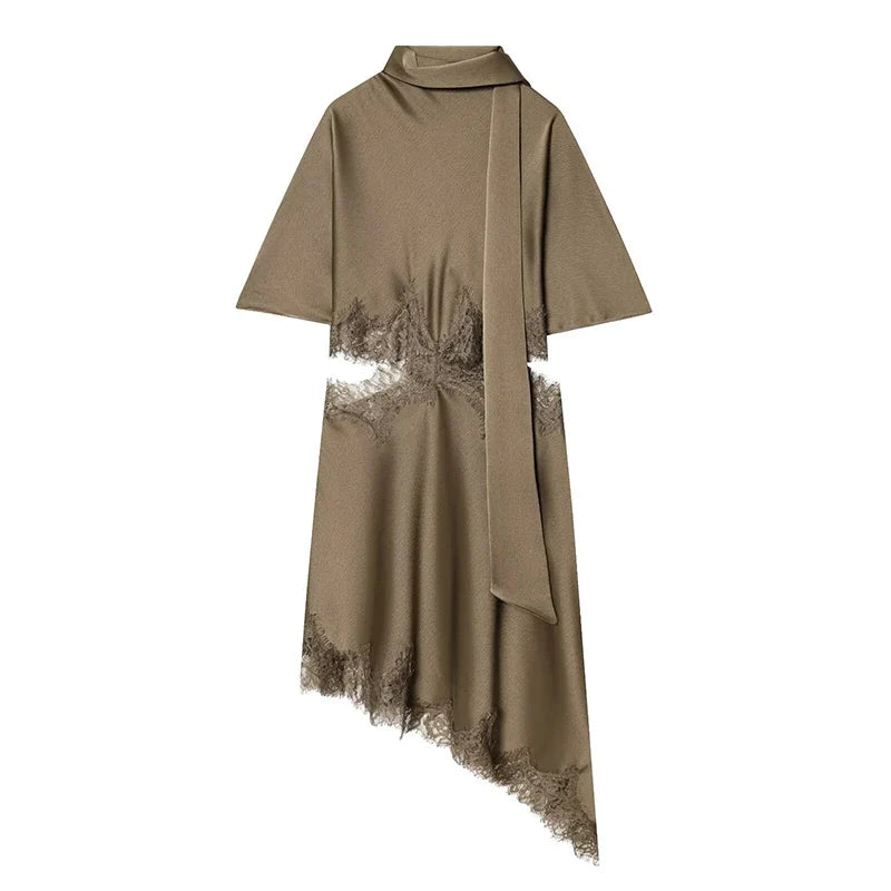 Odette Mocha Asymmetrical Dress