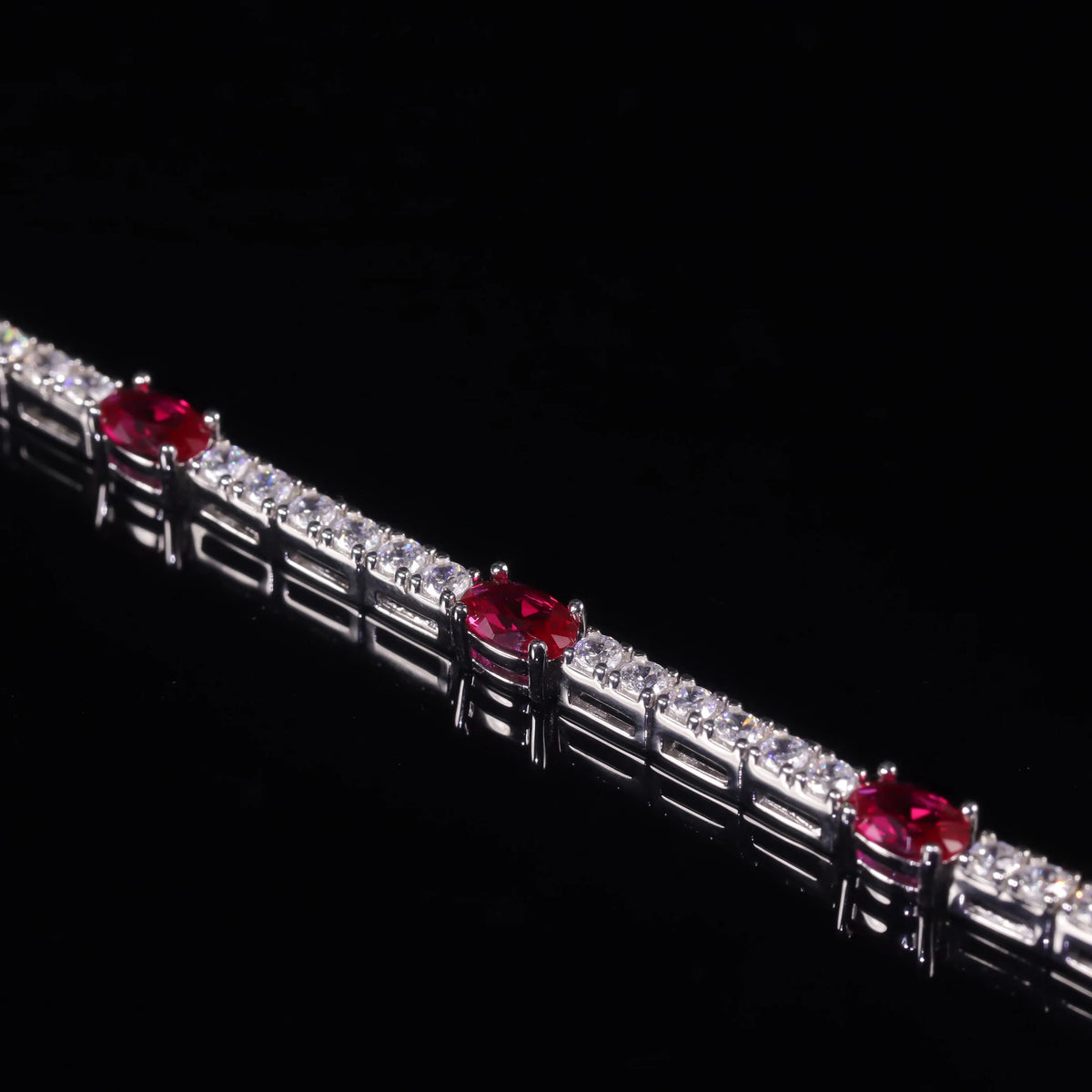 Silver Ruby Station Bracelet