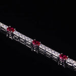Silver Ruby Station Bracelet