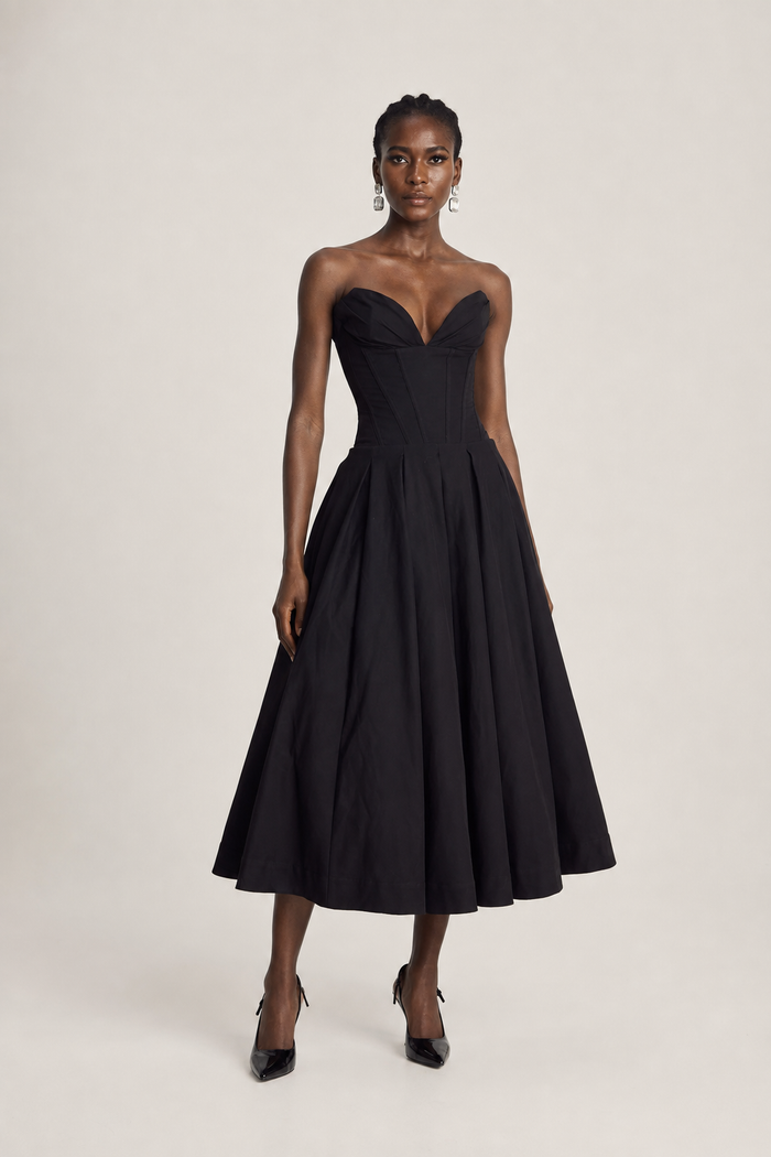 Siena - Noir Midi Dress