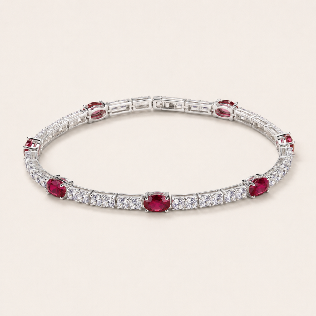 Silver Ruby Station Bracelet