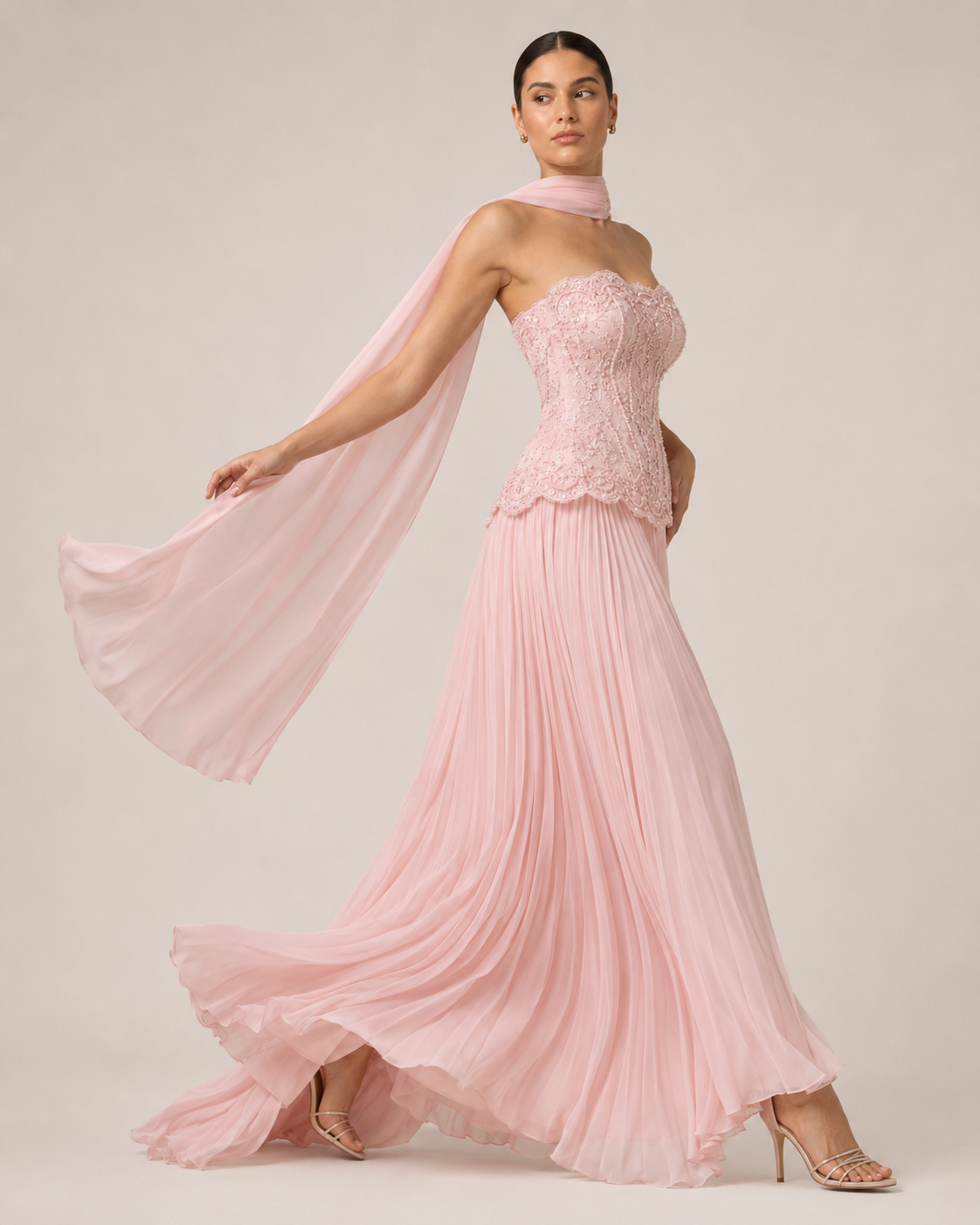 Solange Noir Scarf-Drape Maxi Dress