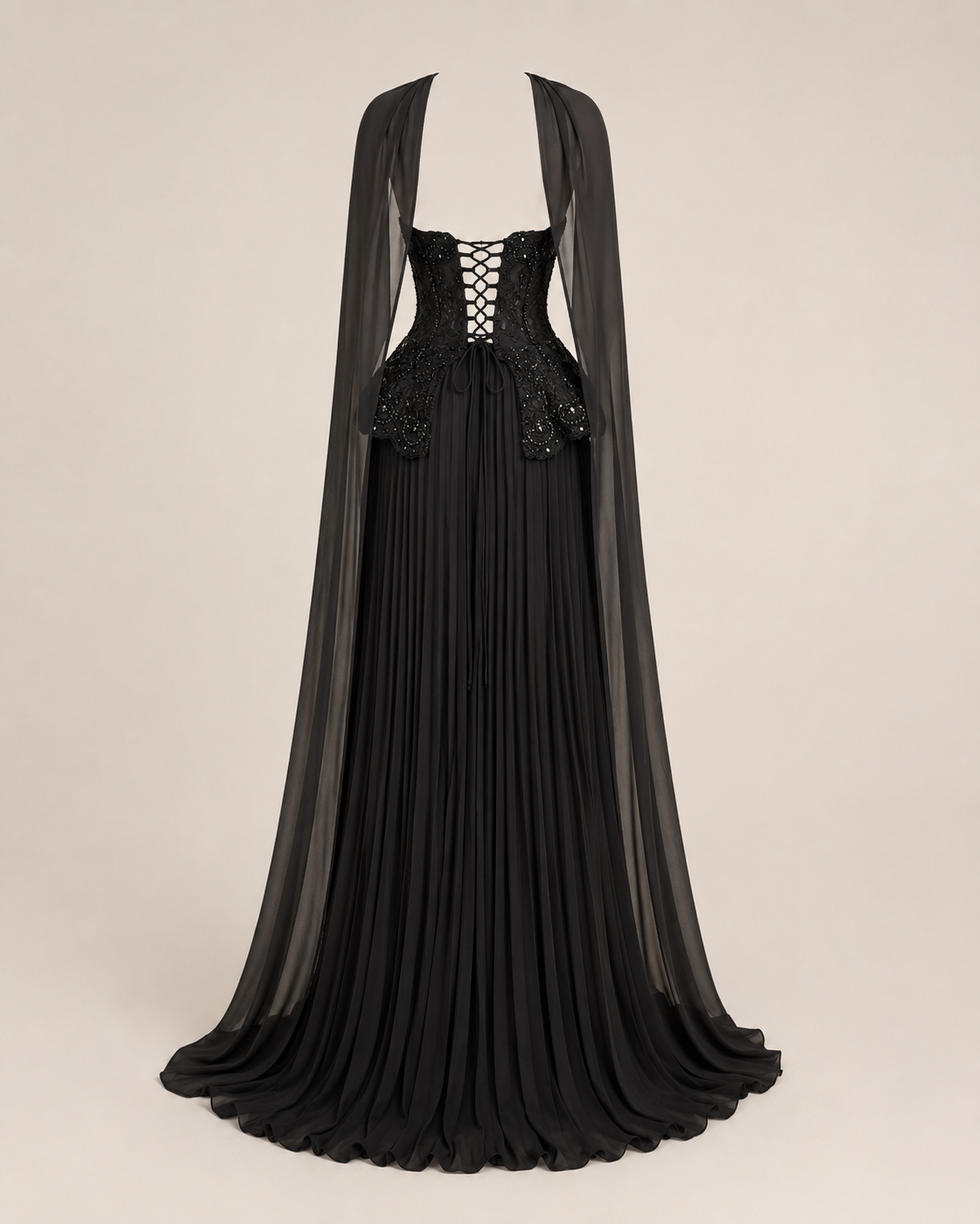 Solange Noir Scarf-Drape Maxi Dress