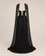 Solange Noir Scarf-Drape Maxi Dress
