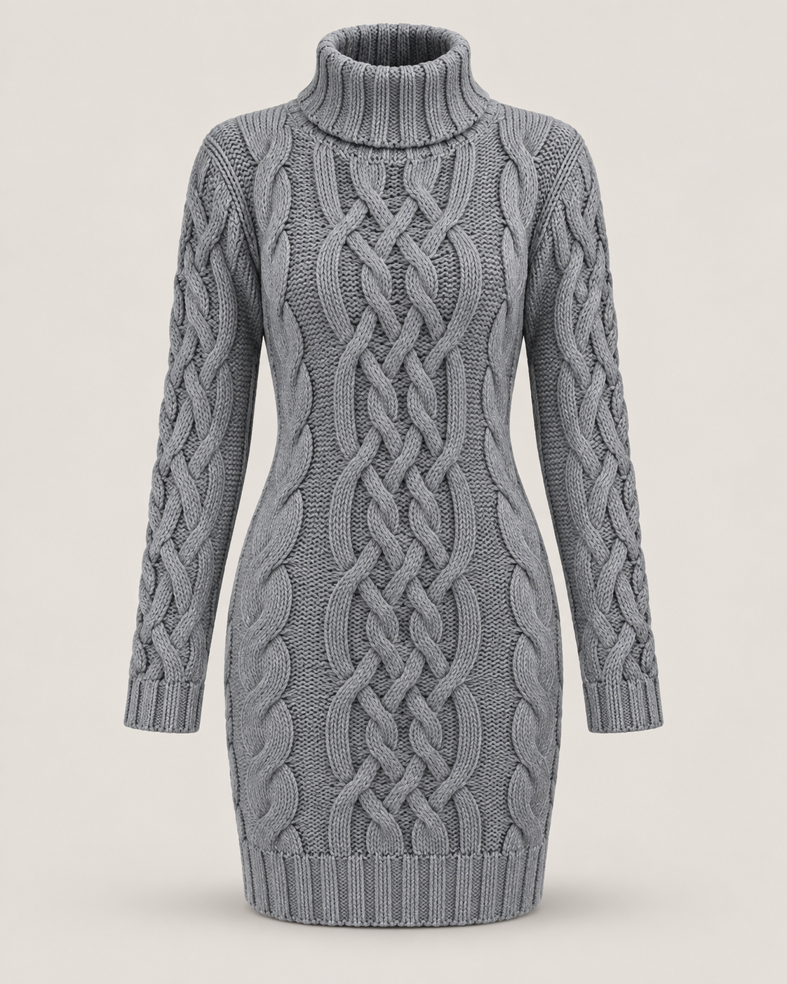 Solène Cable-Knit Turtleneck Dress