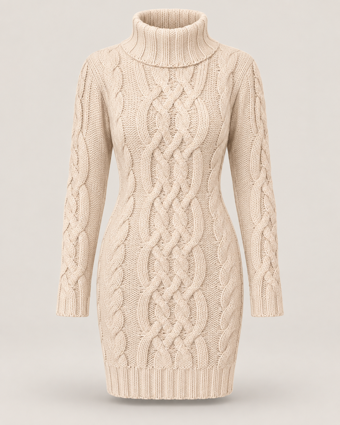 Solène Cable-Knit Turtleneck Dress