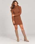 Solène Cable-Knit Turtleneck Dress