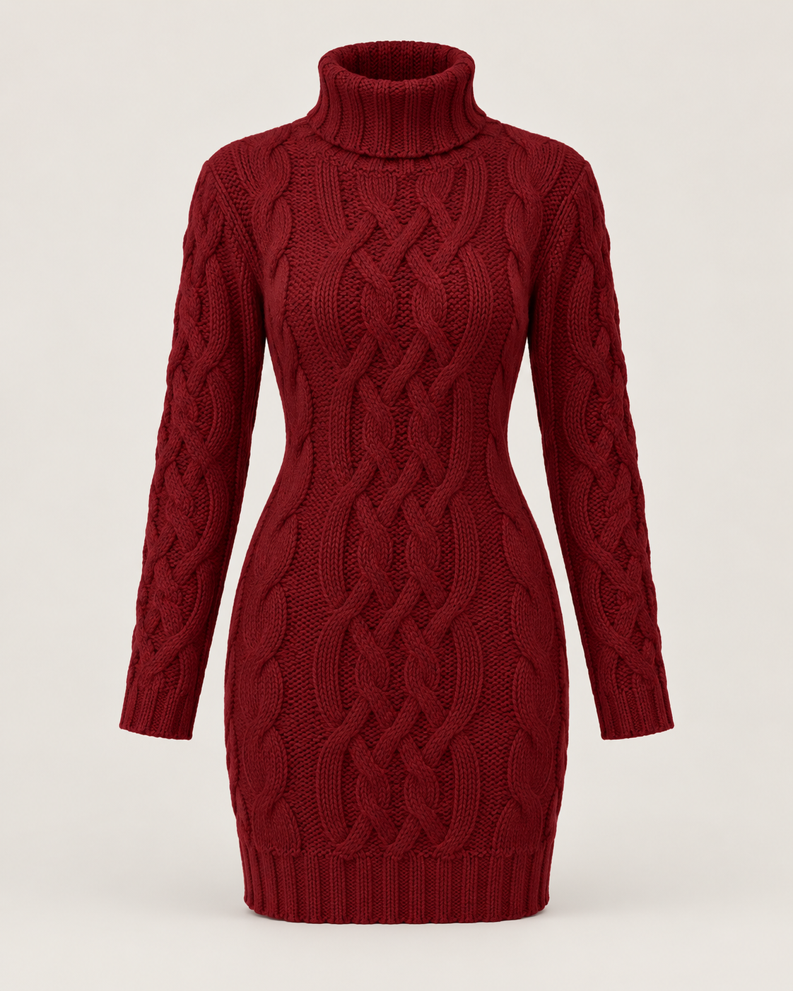 Solène Cable-Knit Turtleneck Dress