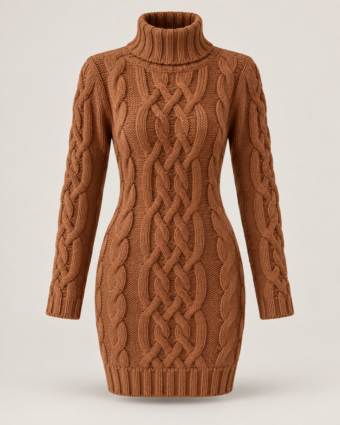 Solène Cable-Knit Turtleneck Dress