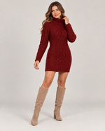 Solène Cable-Knit Turtleneck Dress