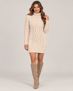 Solène Cable-Knit Turtleneck Dress
