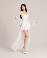 Sveva Ivory Tiered Lace Dress