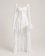 Sveva Ivory Tiered Lace Dress