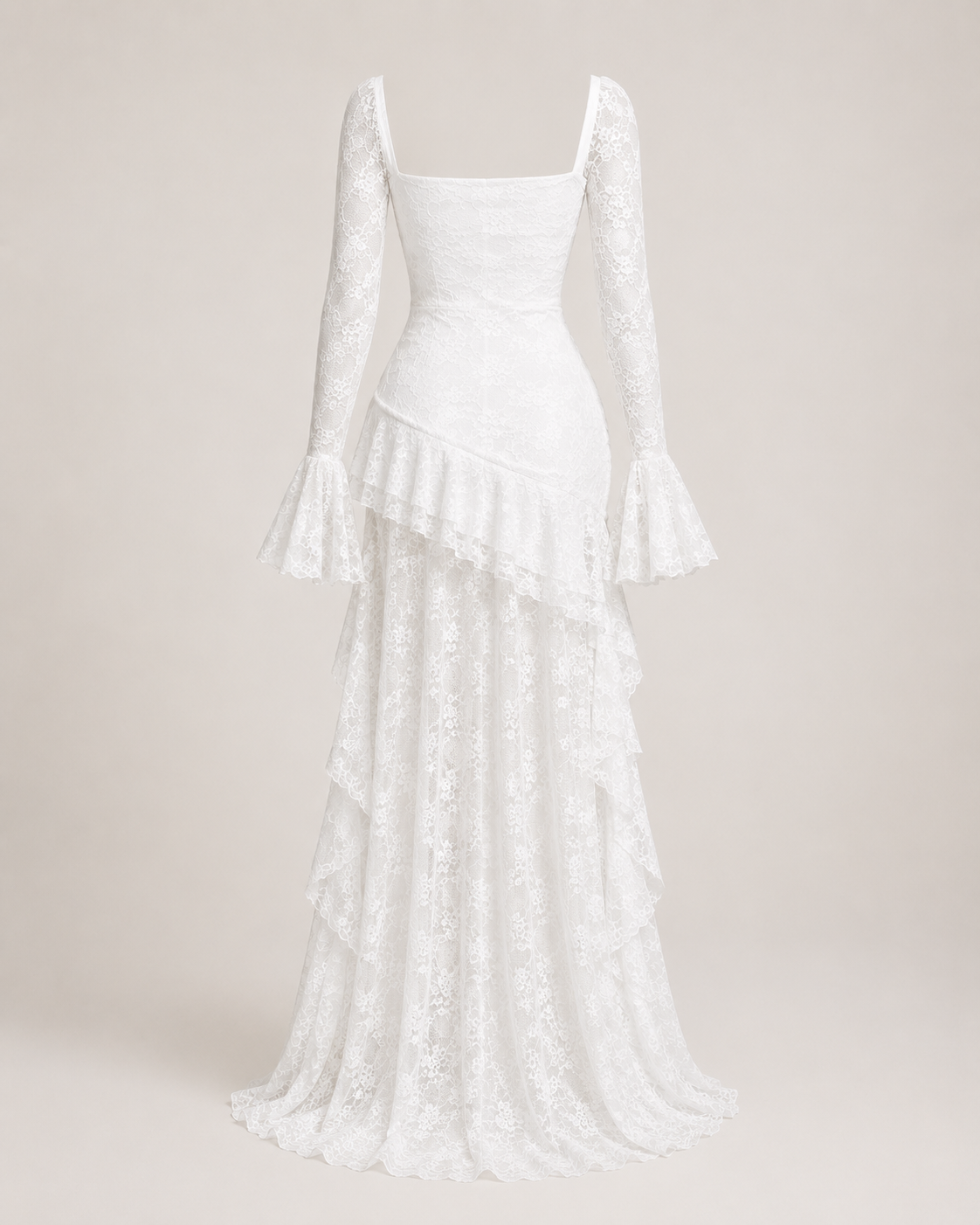 Sveva Ivory Tiered Lace Dress