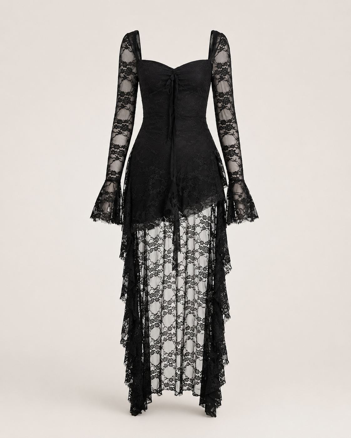 Sveva Ivory Tiered Lace Dress