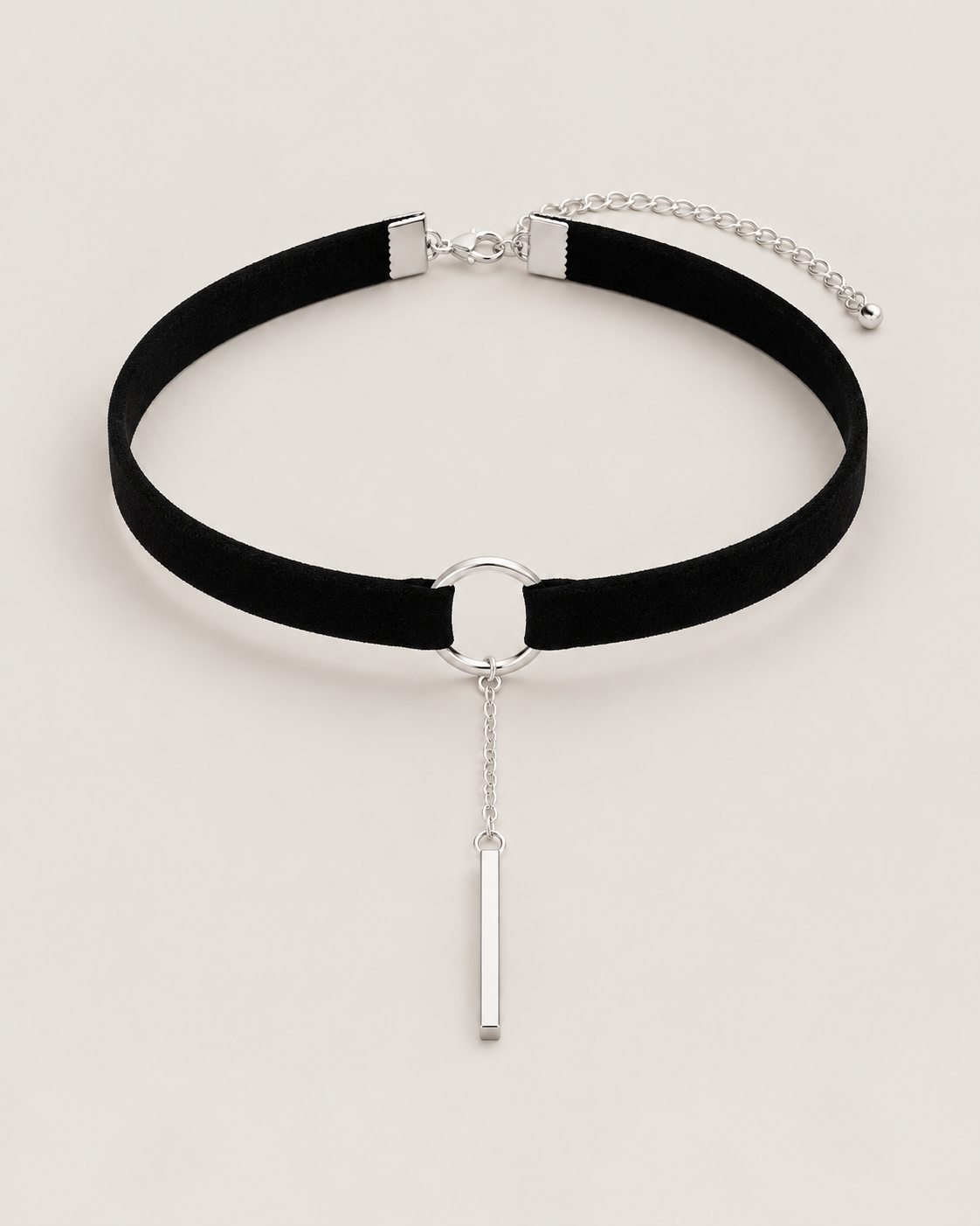 Velvet Ring Choker with Bar Drop