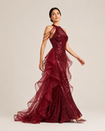 Vivienne Navy Crystal Tulle Gown