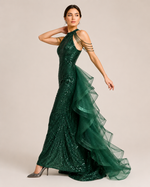 Vivienne Navy Crystal Tulle Gown
