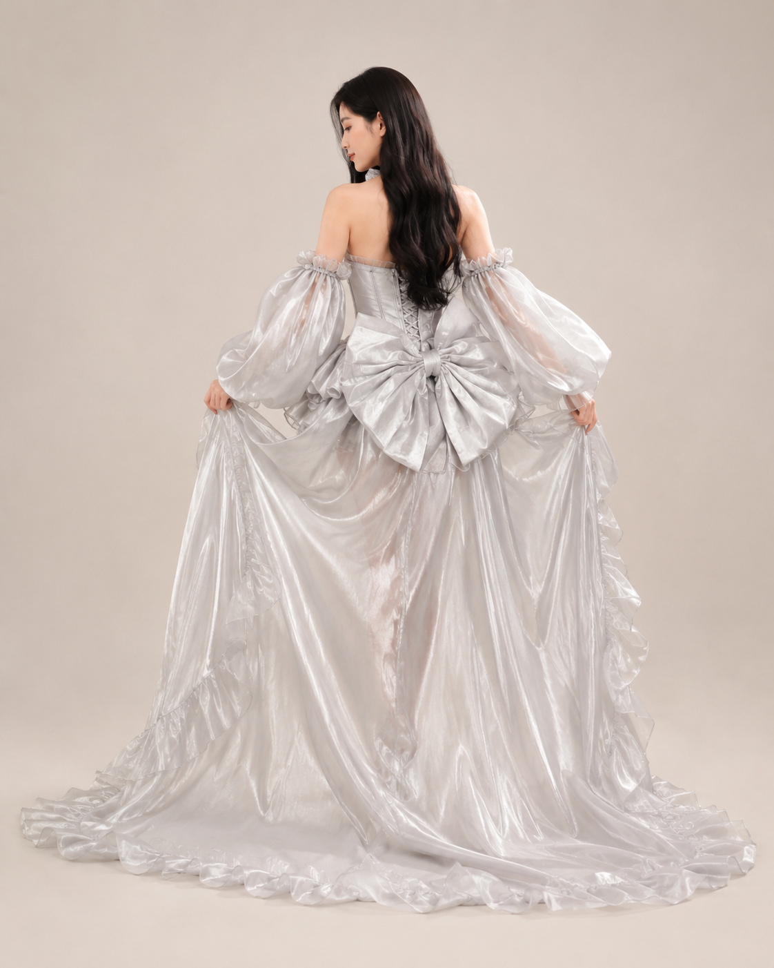 Yseult Sage Organza Ruffle Dress