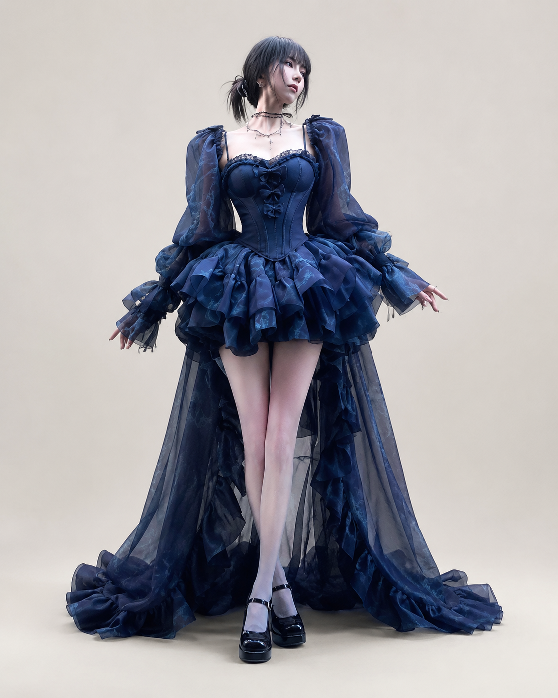 Yseult Sage Organza Ruffle Dress