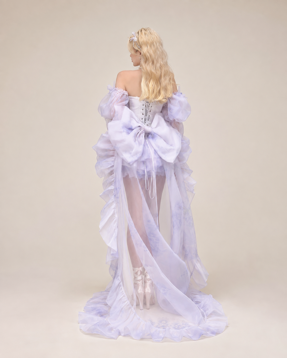 Yseult Sage Organza Ruffle Dress