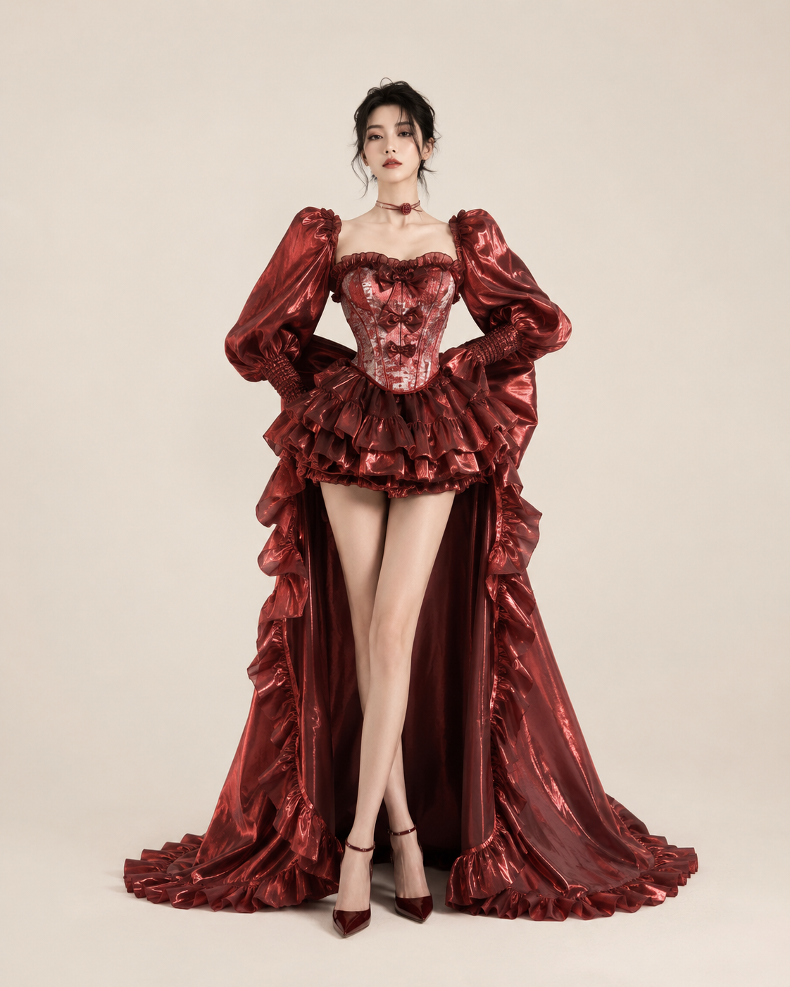 Yseult Sage Organza Ruffle Dress