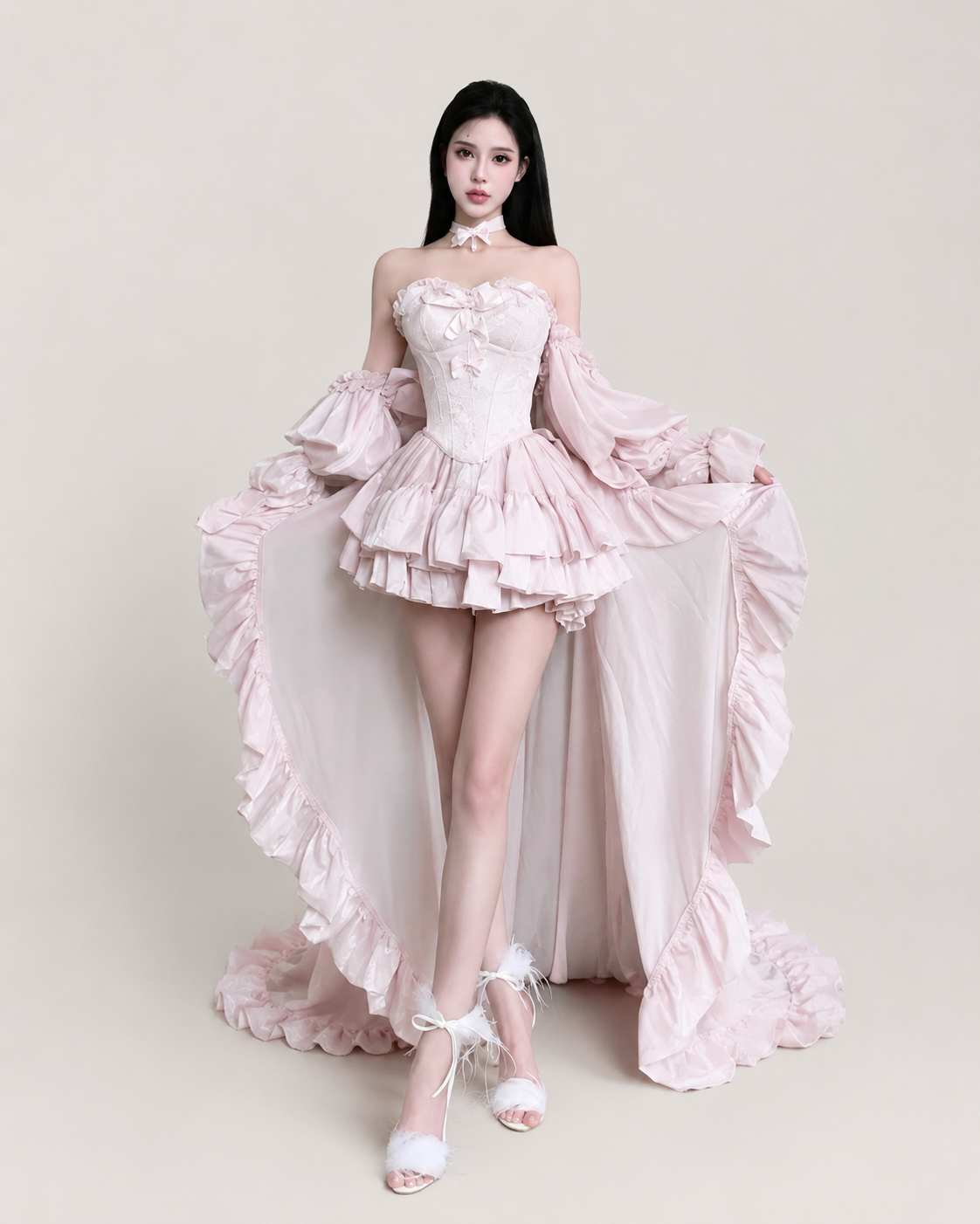 Yseult Sage Organza Ruffle Dress