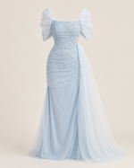 Zlata Frost Blue Beaded Gown