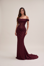 Calista Bordeaux Embellished Maxi - front view