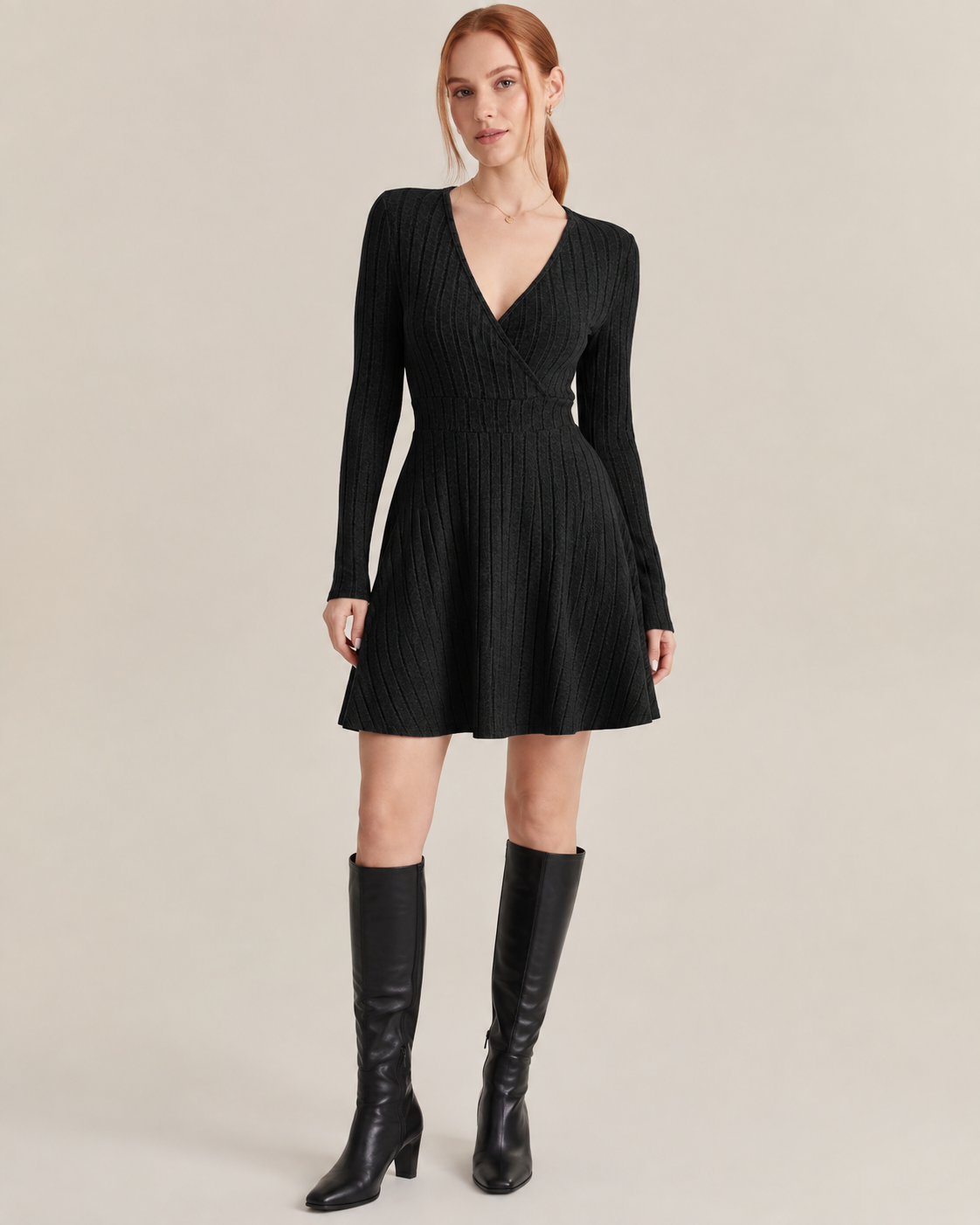 Cressida Noir Sculpted Knit Dress
