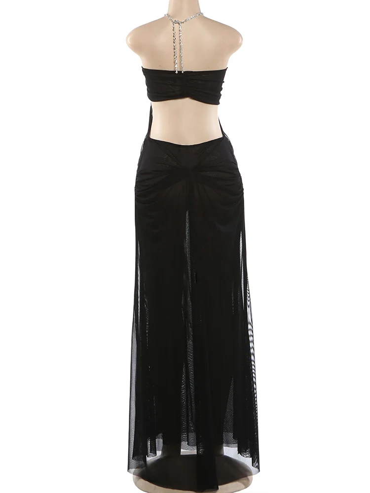 Héloïse Sky Draped Evening Dress