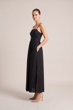 Nicoletta Black Summer Maxi Dress - side view