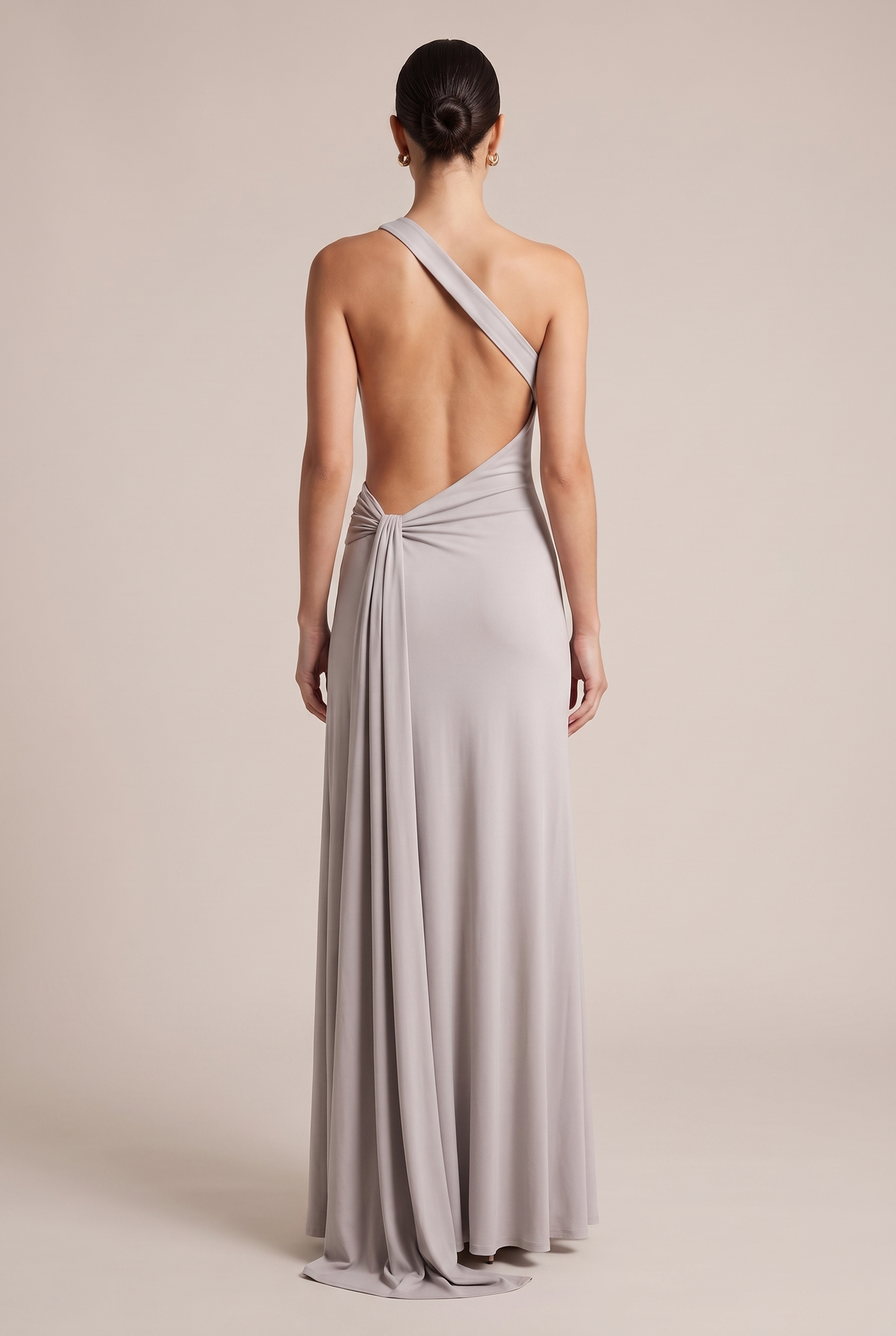 Vesper One-Shoulder Maxi Dress in Gray - open back view