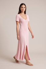 Rachele Ribbed Midi Dress in Pink