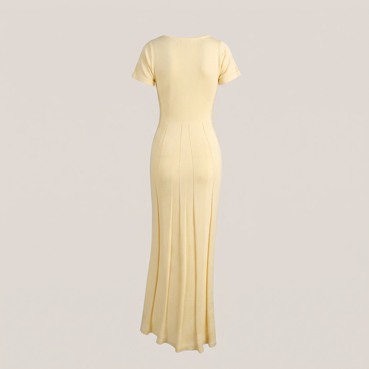 Rachele Ribbed Midi Dress in Light Yellow - back product detail