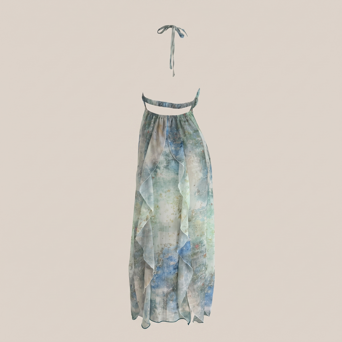 Cassiopee Blue Floral Draped Dress - back product detail