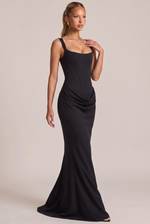 Soraya Mocha Draped Dress — black