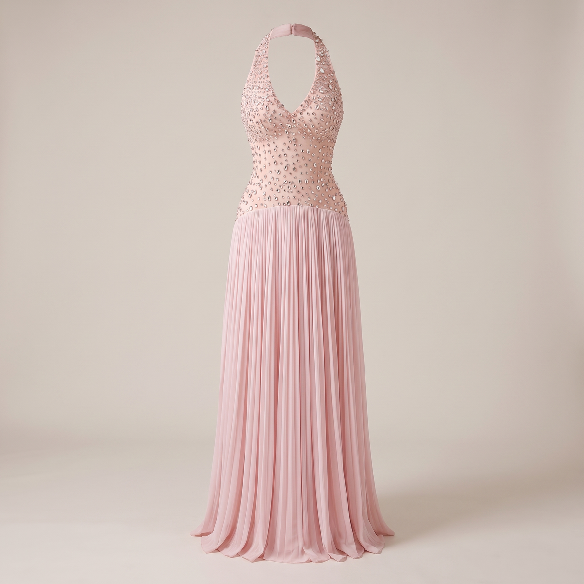 Iris Blush Embellished Evening Gown - product view