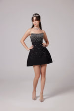 Sabine Black Crystal Mini Dress