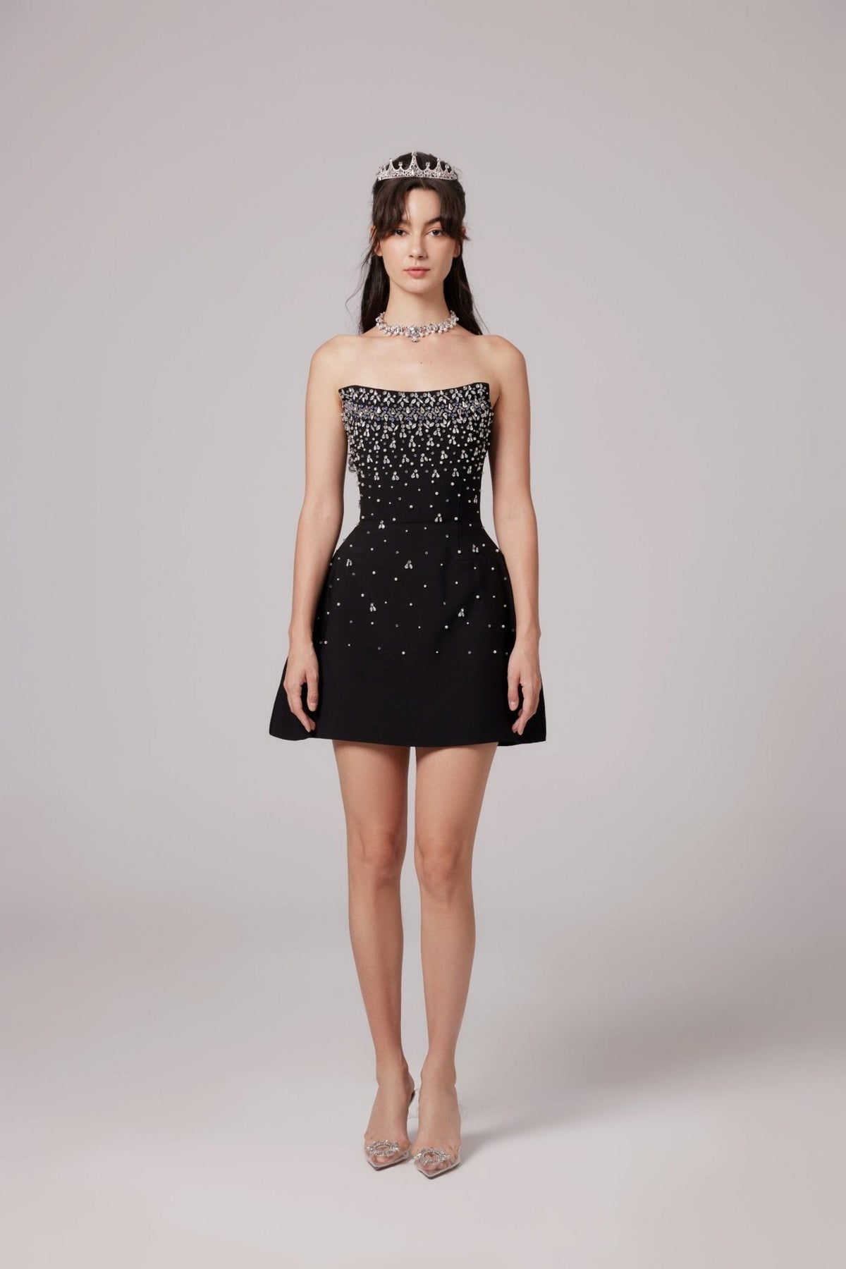 Sabine Black Crystal Mini Dress
