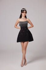 Sabine Black Crystal Mini Dress