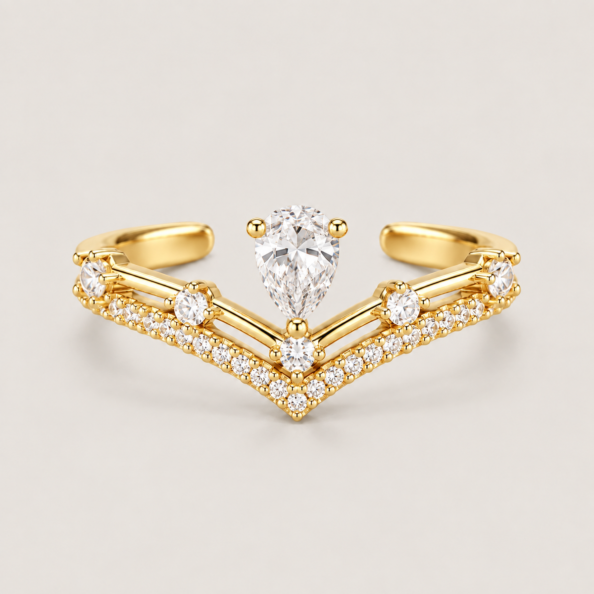 Pear Drop V Ring