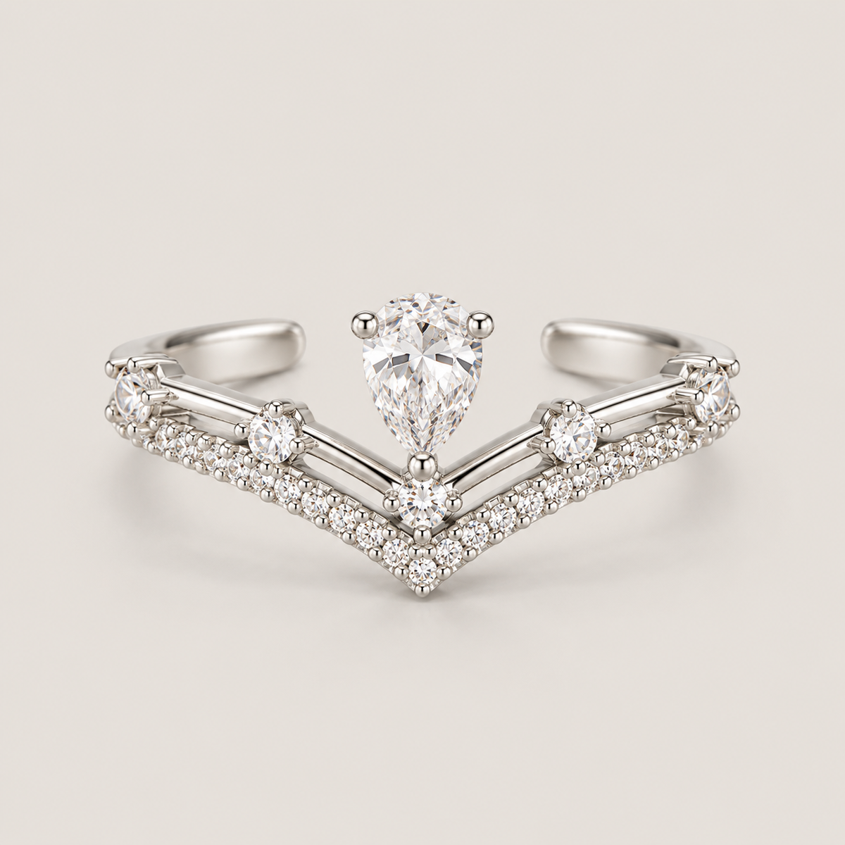 Pear Drop V Ring