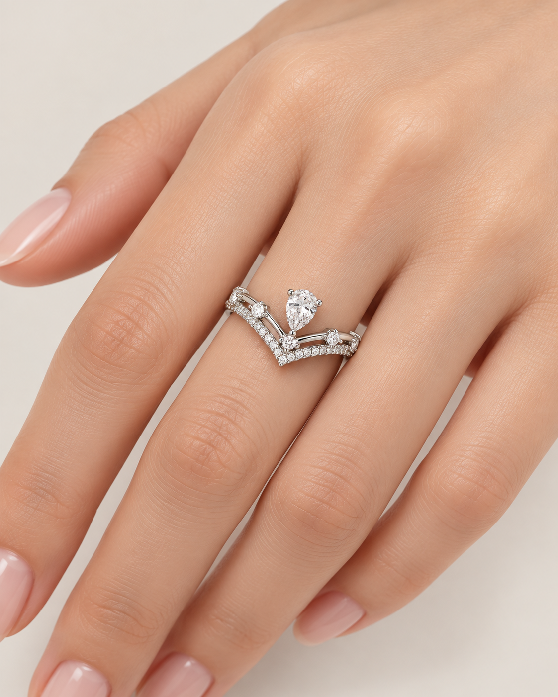 Pear Drop V Ring