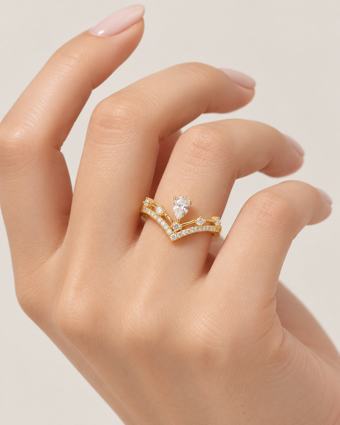 Pear Drop V Ring