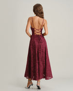 Marceline Burgundy Corset Midi Dress