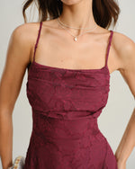 Marceline Burgundy Corset Midi Dress