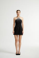 Sabine Black Crystal A-Line Dress