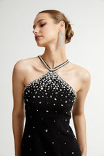 Sabine Black Crystal A-Line Dress