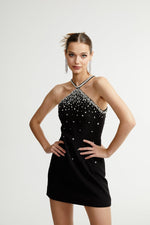 Sabine Black Crystal A-Line Dress